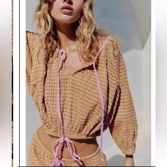 NWOT Free-Est by Free People Clara Plaid Top - Picture 2 of 10